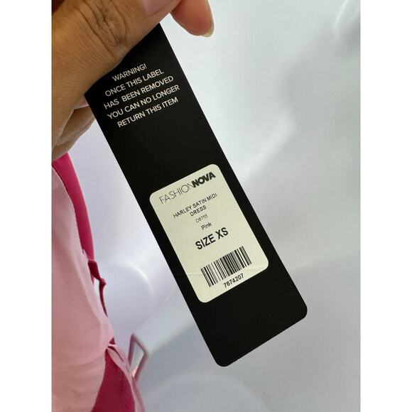 Fashion Nova Harley Satin Midi Dress Pink XS NWT - Picture 7 of 8